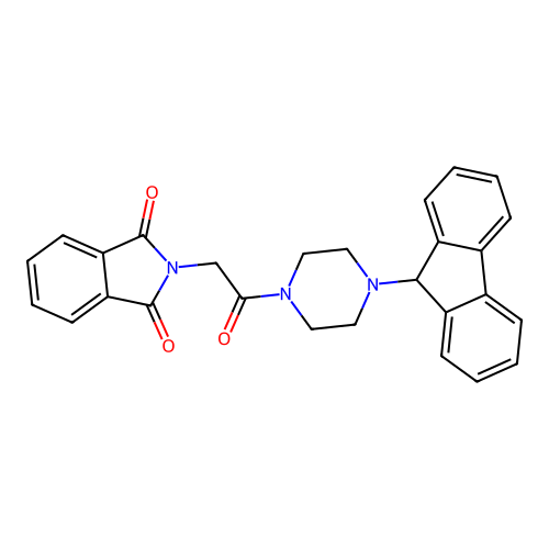 2-{2-[4-(9H-Fluoren-9-yl)-piperazin-1-yl]-2-oxo-ethyl}-isoindole-1,3-dione structure