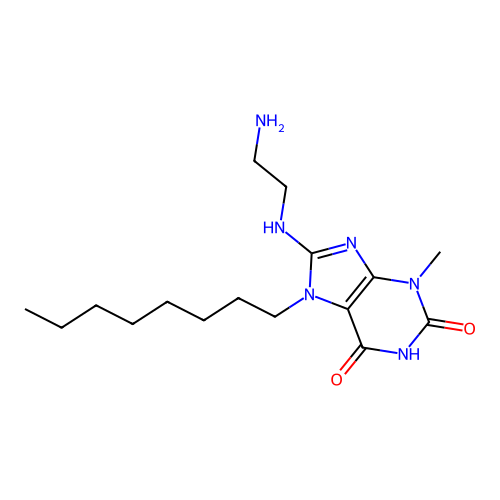 8-[(2-aminoethyl)amino]-3-methyl-7-octyl-3,7-dihydro-1H-purine-2,6-dione structure