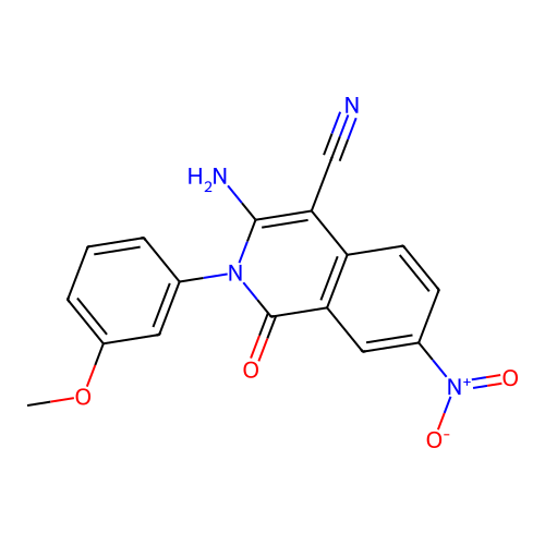 3-Amino-2-(3-methoxyphenyl)-7-nitro-1-oxo-1,2-dihydroisoquinoline-4-carbonitrile structure