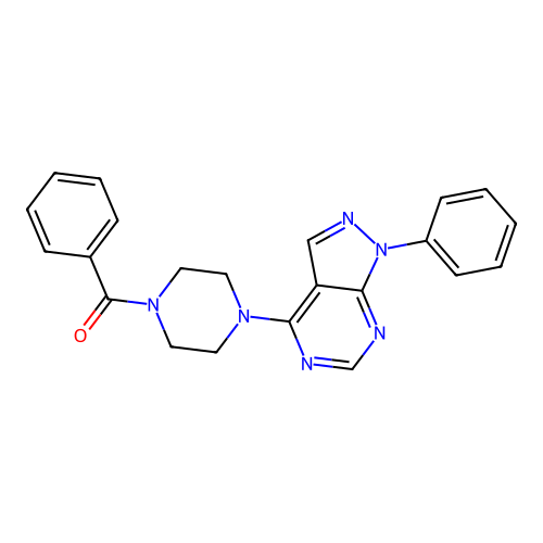 Phenyl-[4-(1-phenyl-1H-pyrazolo[3,4-d]pyrimidin-4-yl)-piperazin-1-yl]-methanone structure