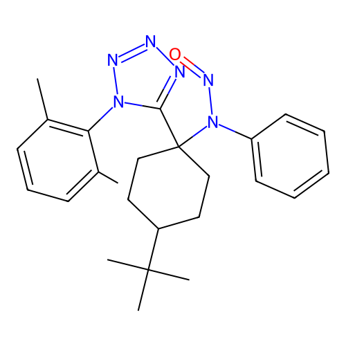 N-[4-tert-butyl-1-[1-(2,6-dimethylphenyl)tetrazol-5-yl]cyclohexyl]-N-phenylnitrous amide structure
