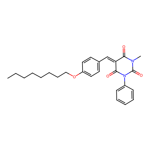 (5Z)-1-methyl-5-[(4-octoxyphenyl)methylidene]-3-phenyl-1,3-diazinane-2,4,6-trione structure