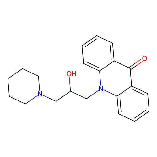 10-(2-hydroxy-3-(piperidin-1-yl)propyl)acridin-9(10H)-one structure