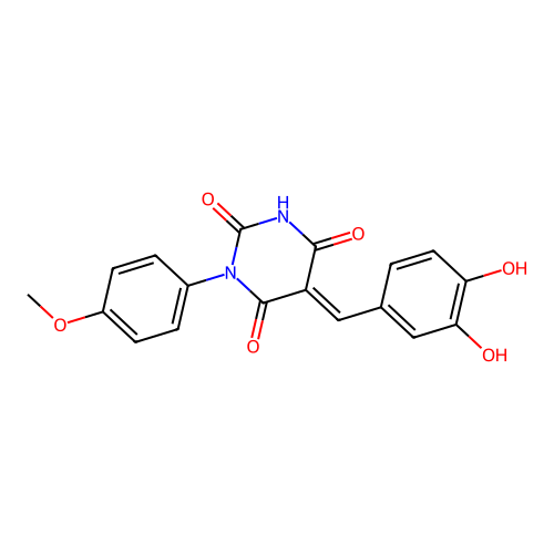 (5E)-5-(3,4-dihydroxybenzylidene)-1-(4-methoxyphenyl)pyrimidine-2,4,6(1H,3H,5H)-trione structure