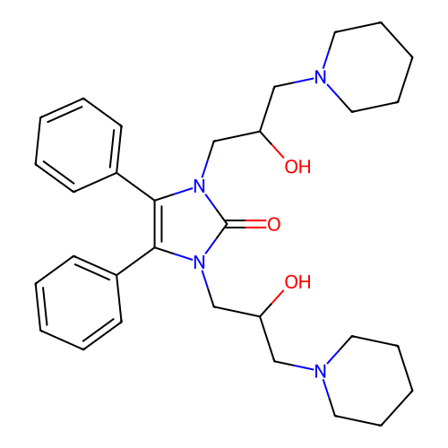 1,3-bis(2-hydroxy-3-(piperidin-1-yl)propyl)-4,5-diphenyl-1H-imidazol-2(3H)-one structure