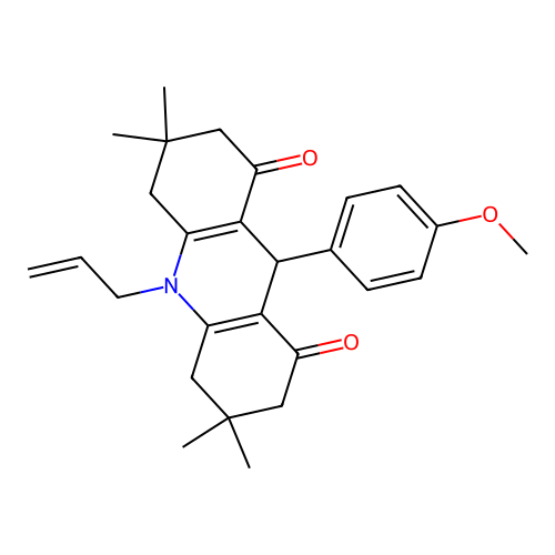 10-allyl-9-(4-methoxyphenyl)-3,3,6,6-tetramethyl-3,4,6,7,9,10-hexahydroacridine-1,8(2H,5H)-dione structure
