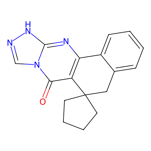 5H-spiro[benzo[h][1,2,4]triazolo[3,4-b]quinazoline-6,1'-cyclopentan]-7(12H)-one structure
