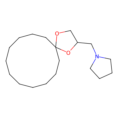 1-(1,4-Dioxaspiro[4.11]hexadec-2-ylmethyl)pyrrolidine structure