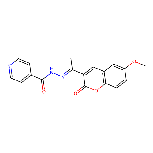 N'-[(1E)-1-(6-methoxy-2-oxo-2H-chromen-3-yl)ethylidene]pyridine-4-carbohydrazide structure