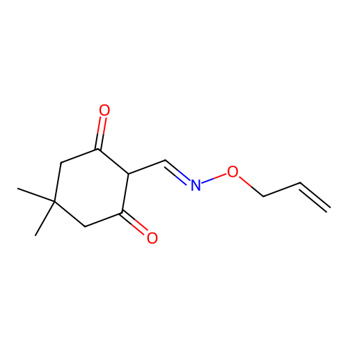 4,4-Dimethyl-2,6-dioxo-cyclohexanecarbaldehyde O-allyl-oxime structure