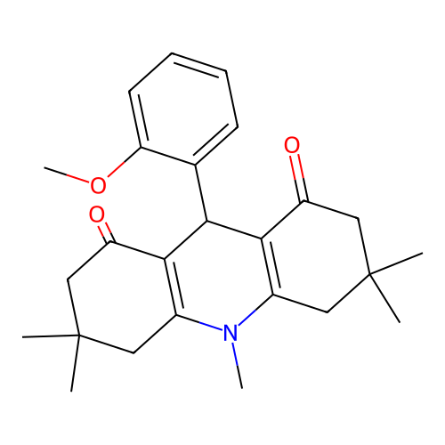 9-(2-methoxyphenyl)-3,3,6,6,10-pentamethyl-3,4,6,7,9,10-hexahydroacridine-1,8(2H,5H)-dione structure