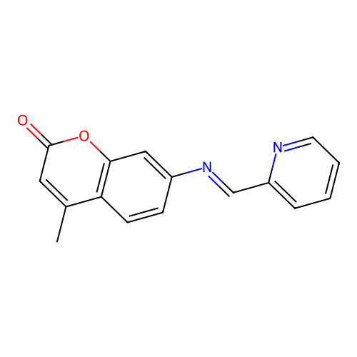 4-methyl-7-{[(E)-pyridin-2-ylmethylidene]amino}-2H-chromen-2-one structure