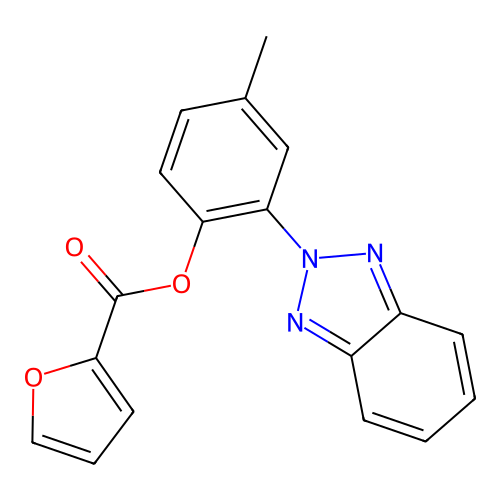 2-(2H-1,2,3-benzotriazol-2-yl)-4-methylphenyl furan-2-carboxylate structure