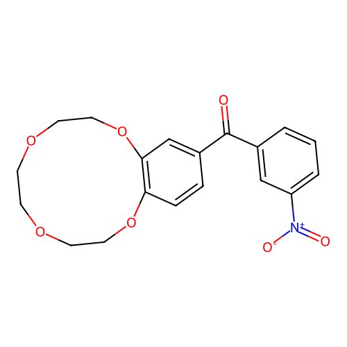 (3-nitrophenyl)-(2,5,8,11-tetraoxabicyclo[10.4.0]hexadeca-1(12),13,15-trien-14-yl)methanone structure