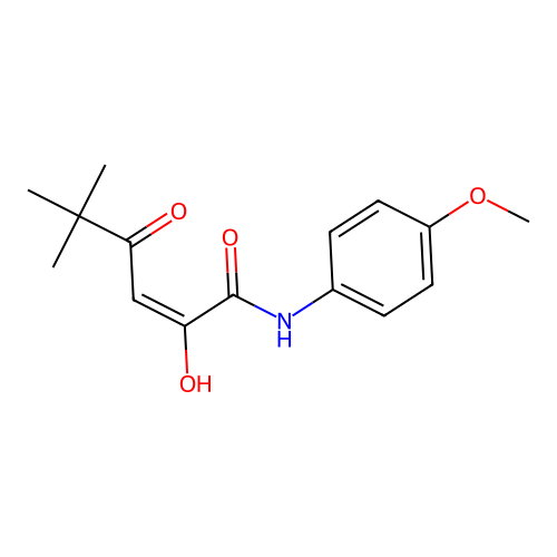 (E)-2-hydroxy-N-(4-methoxyphenyl)-5,5-dimethyl-4-oxohex-2-enamide structure