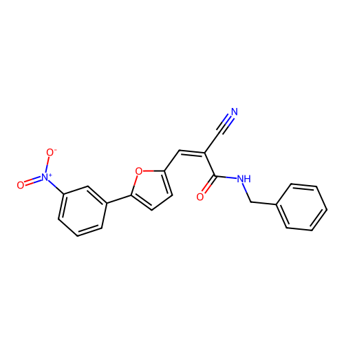 (Z)-N-benzyl-2-cyano-3-(5-(3-nitrophenyl)furan-2-yl)acrylamide structure
