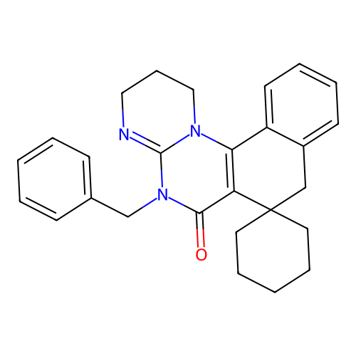 5-benzyl-1,2,3,5-tetrahydrospiro[benzo[h]pyrimido[1,2-a]quinazoline-7,1'-cyclohexan]-6(8H)-one structure