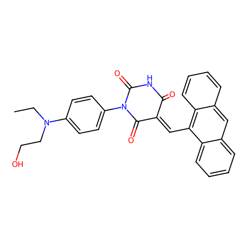 (5E)-5-(anthracen-9-ylmethylidene)-1-[4-[ethyl(2-hydroxyethyl)amino]phenyl]-1,3-diazinane-2,4,6-trione structure