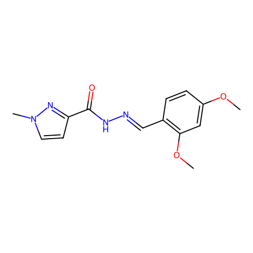 N-[(E)-(2,4-dimethoxyphenyl)methylideneamino]-1-methylpyrazole-3-carboxamide structure