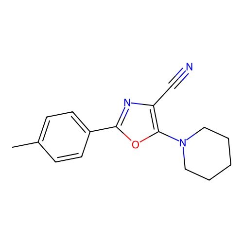 2-(4-Methylphenyl)-5-(piperidin-1-yl)-1,3-oxazole-4-carbonitrile structure