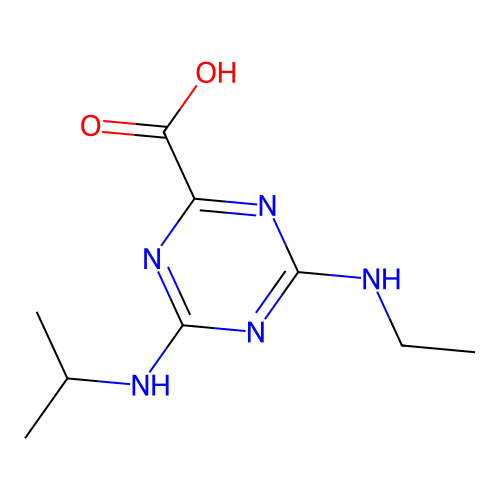 4-(Ethylamino)-6-(propan-2-ylamino)-1,3,5-triazine-2-carboxylic acid structure