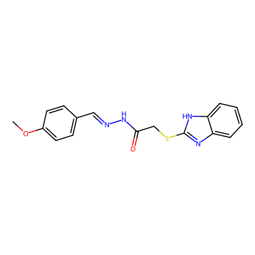 2-(1H-Benzoimidazol-2-ylsulfanyl)-acetic acid (4-methoxy-benzylidene)-hydrazide structure