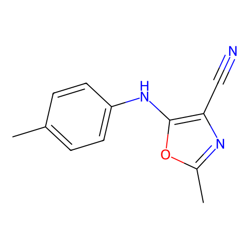 2-Methyl-5-[(4-methylphenyl)amino]-1,3-oxazole-4-carbonitrile structure