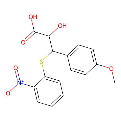 2-Hydroxy-3-(4-methoxyphenyl)-3-[(2-nitrophenyl)sulfanyl]propanoic acid structure