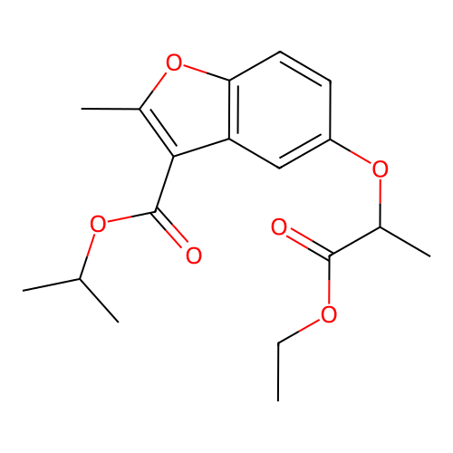 Ethyl 2-{2-methyl-3-[(methylethyl)oxycarbonyl]benzo[b]furan-5-yloxy}propanoate structure