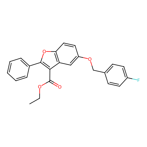 Ethyl 5-[(4-fluorophenyl)methoxy]-2-phenyl-1-benzofuran-3-carboxylate structure
