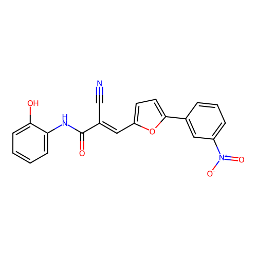 (E)-2-cyano-N-(2-hydroxyphenyl)-3-[5-(3-nitrophenyl)furan-2-yl]prop-2-enamide structure