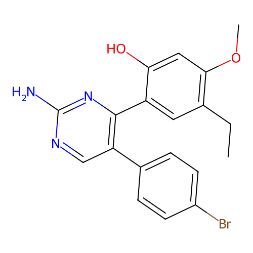 2-[2-Amino-5-(4-bromo-phenyl)-pyrimidin-4-yl]-4-ethyl-5-methoxy-phenol structure