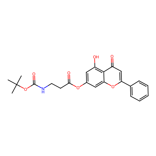 5-hydroxy-4-oxo-2-phenyl-4H-chromen-7-yl 3-((tert-butoxycarbonyl)amino)propanoate structure