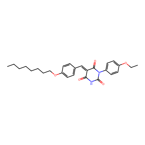 (5E)-1-(4-ethoxyphenyl)-5-[(4-octoxyphenyl)methylidene]-1,3-diazinane-2,4,6-trione structure