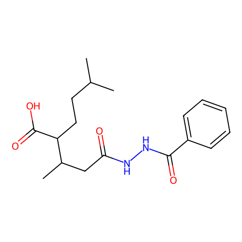 2-(4-(2-Benzoylhydrazinyl)-4-oxobutan-2-yl)-5-methylhexanoic acid structure
