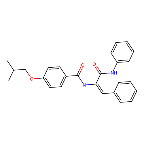 (E)-4-isobutoxy-N-(3-oxo-1-phenyl-3-(phenylamino)prop-1-en-2-yl)benzamide structure
