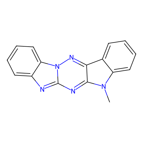 7-methyl-7H-indolo[2',3':5,6][1,2,4]triazino[2,3-a]benzimidazole structure