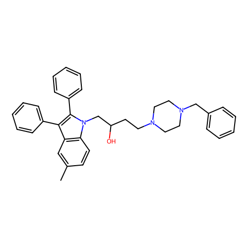 4-(4-benzylpiperazin-1-yl)-1-(5-methyl-2,3-diphenyl-1H-indol-1-yl)butan-2-ol structure