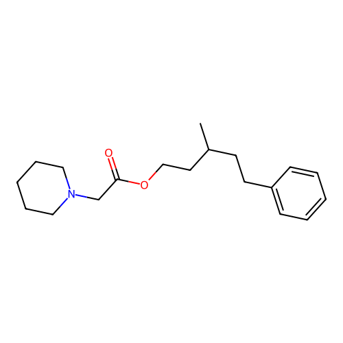 3-Methyl-5-phenylpentyl piperidin-1-ylacetate structure