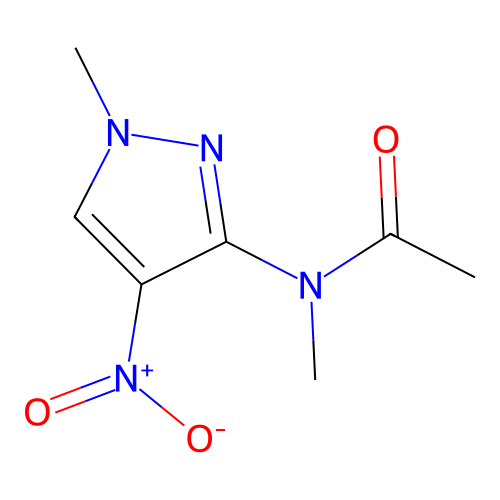 N-methyl-N-(1-methyl-4-nitro-1H-pyrazol-3-yl)acetamide structure