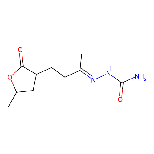 [(E)-4-(5-methyl-2-oxooxolan-3-yl)butan-2-ylideneamino]urea structure