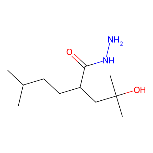 2-(2-Hydroxy-2-methylpropyl)-5-methylhexanehydrazide structure