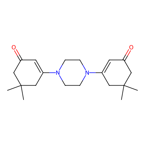 3,3'-(Piperazine-1,4-diyl)bis(5,5-dimethylcyclohex-2-enone) structure
