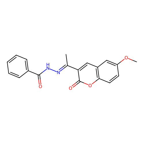 N'-[(1E)-1-(6-methoxy-2-oxo-2H-chromen-3-yl)ethylidene]benzohydrazide structure