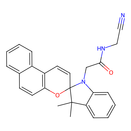 N-(cyanomethyl)-2-(3',3'-dimethylspiro[benzo[f]chromene-3,2'-indol]-1'(3'H)-yl)acetamide structure