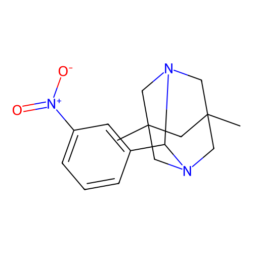 5,7-Dimethyl-2-(3-nitrophenyl)-1,3-diazatricyclo[3.3.1.1~3,7~]decane structure