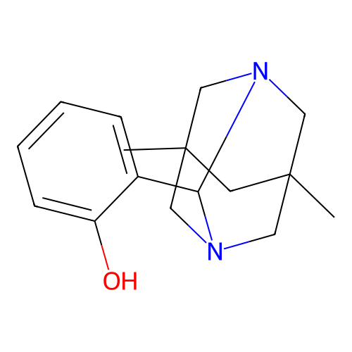 2-(5,7-Dimethyl-1,3-diazatricyclo[3.3.1.1~3,7~]dec-2-yl)phenol structure