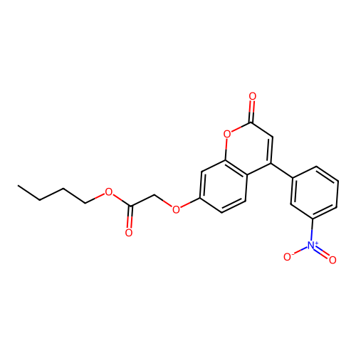 Butyl ((4-(3-nitrophenyl)-2-oxo-2H-chromen-7-YL)oxy)acetate structure