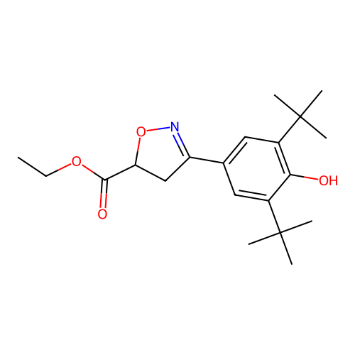 ethyl 3-(3,5-di-tert-butyl-4-hydroxyphenyl)-4,5-dihydro-1,2-oxazole-5-carboxylate structure