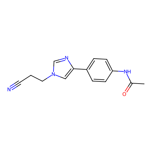 N-(4-(1-(2-cyanoethyl)-1H-imidazol-4-yl)phenyl)acetamide structure